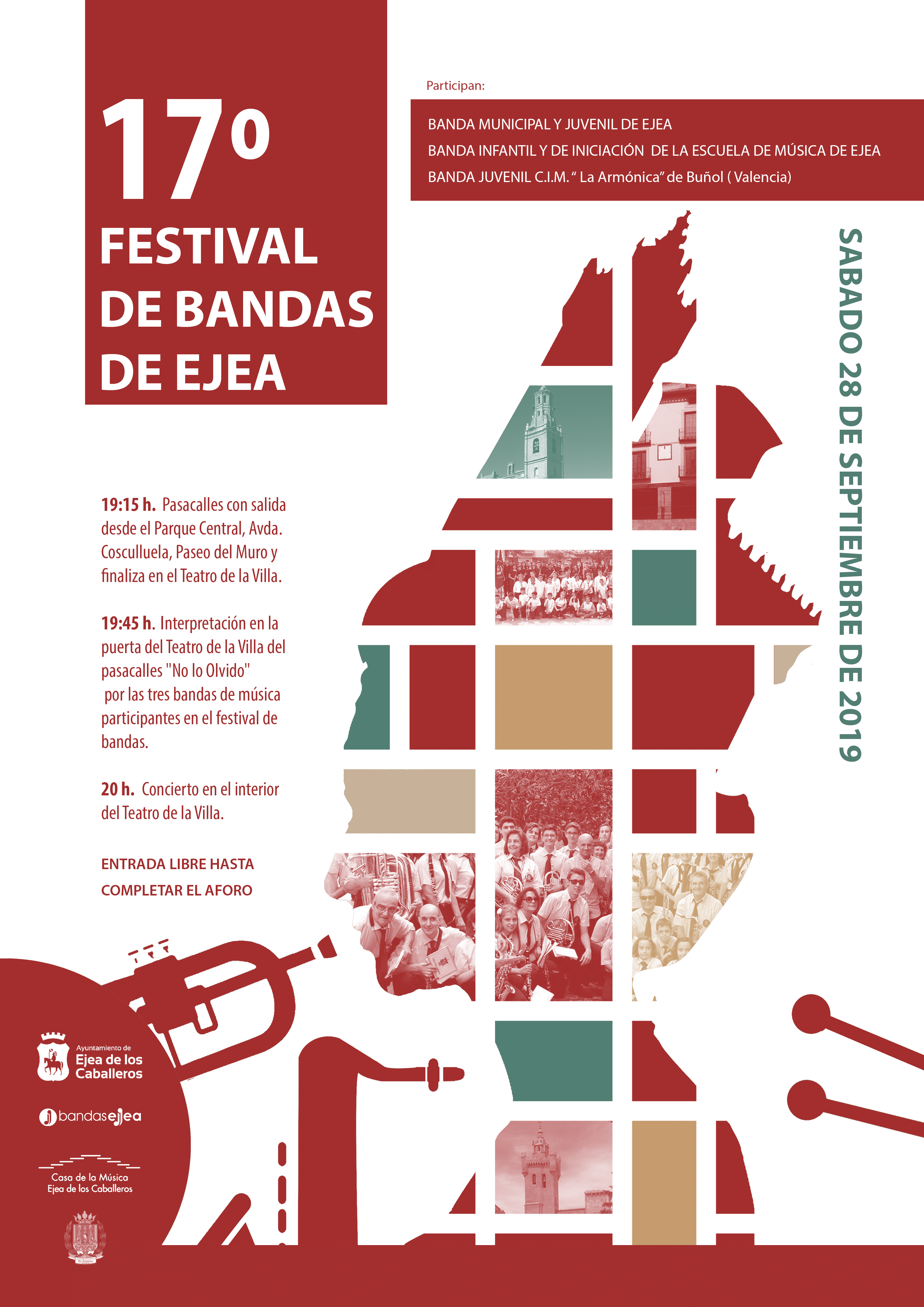 En este momento estás viendo 17º Festival de Bandas de Ejea: Encuentro cultural y humano de la Banda Juvenil de Buñol y las Bandas Infantil, Juvenil y Municipal de Ejea
