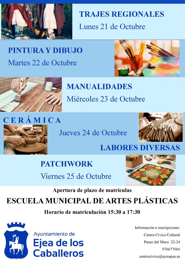 Lee más sobre el artículo Escuela de Artes Plásticas y de artesanías: proceso de matrículas para las actividades del curso 2019-2020