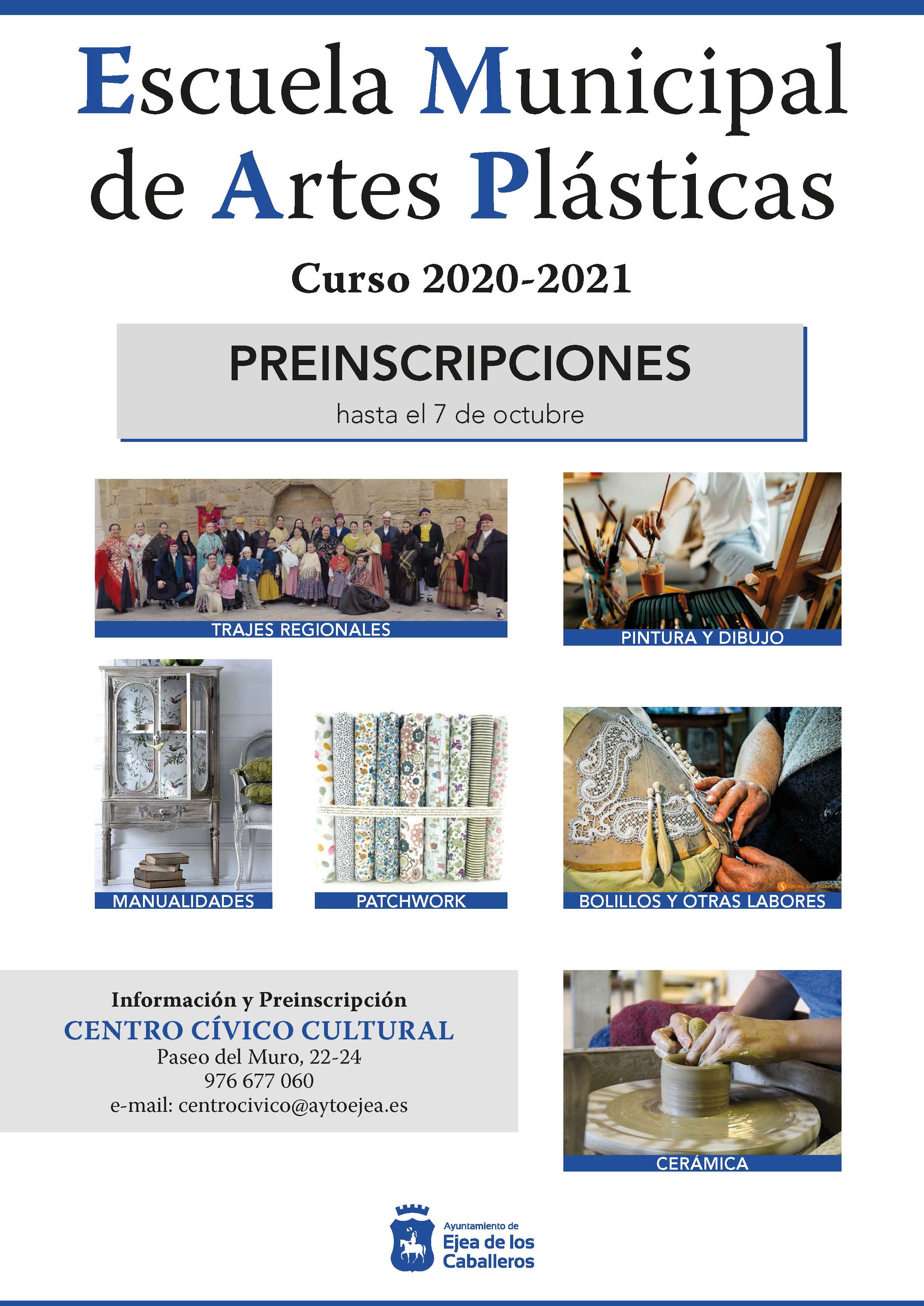 En este momento estás viendo Escuela Municipal de Artes Plásticas y Artesanías: Apertura del plazo de preinscripciones para el curso 2020-21