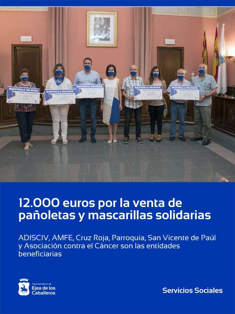 Lee más sobre el artículo Las entidades sociales de Ejea de los Caballeros reciben 12.000 euros por la venta de mascarillas y pañoletas solidarias