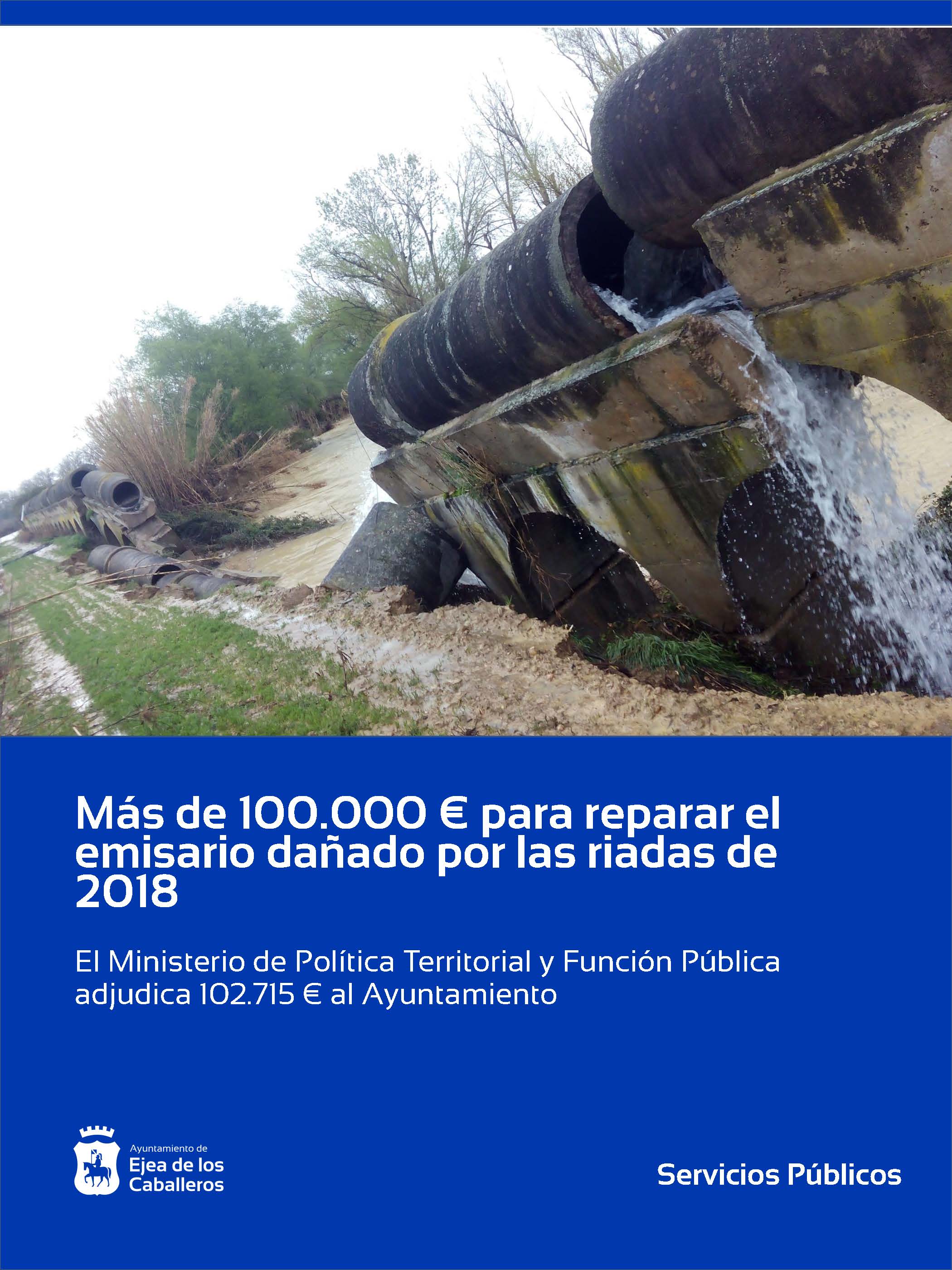 En este momento estás viendo Más de 100.000 euros para reparar la tubería del emisario por las riadas de 2018