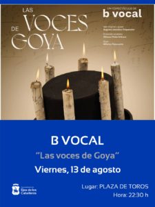 Lee más sobre el artículo ¡Sigamos aplaudiendo! recordará al aragonés más universal con el grupo B Vocal y su espectáculo «Las voces de Goya».