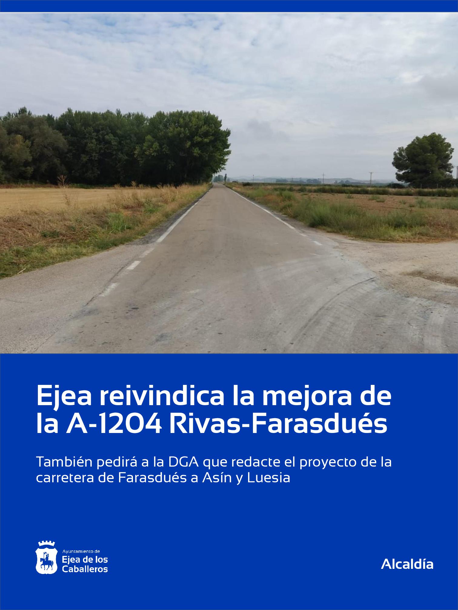 En este momento estás viendo Ejea reivindica la mejora de la carretera A-1204 en su tramo Rivas-Farasdués