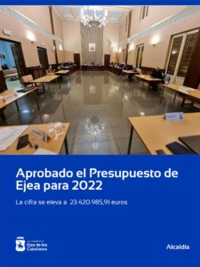 Lee más sobre el artículo El Ayuntamiento de Ejea aprueba un presupuesto de 23.420.985,91 euros para el año 2022