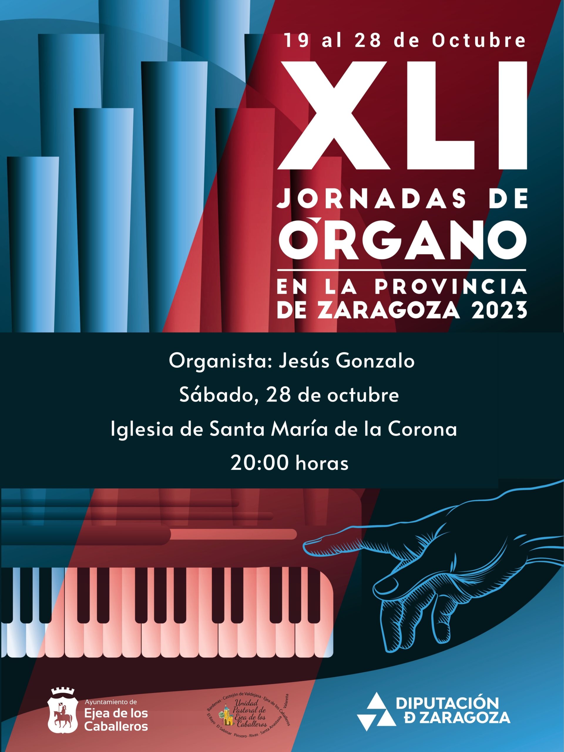 En este momento estás viendo XLI Jornadas de órgano en la provincia de Zaragoza: un concierto de Jesús Gonzalo nos acercará a nuestro patrimonio organístico en Ejea