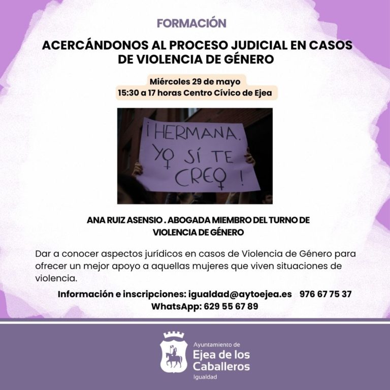 Lee más sobre el artículo Próxima formación sobre aspectos jurídicos en casos de violencia de género en Ejea