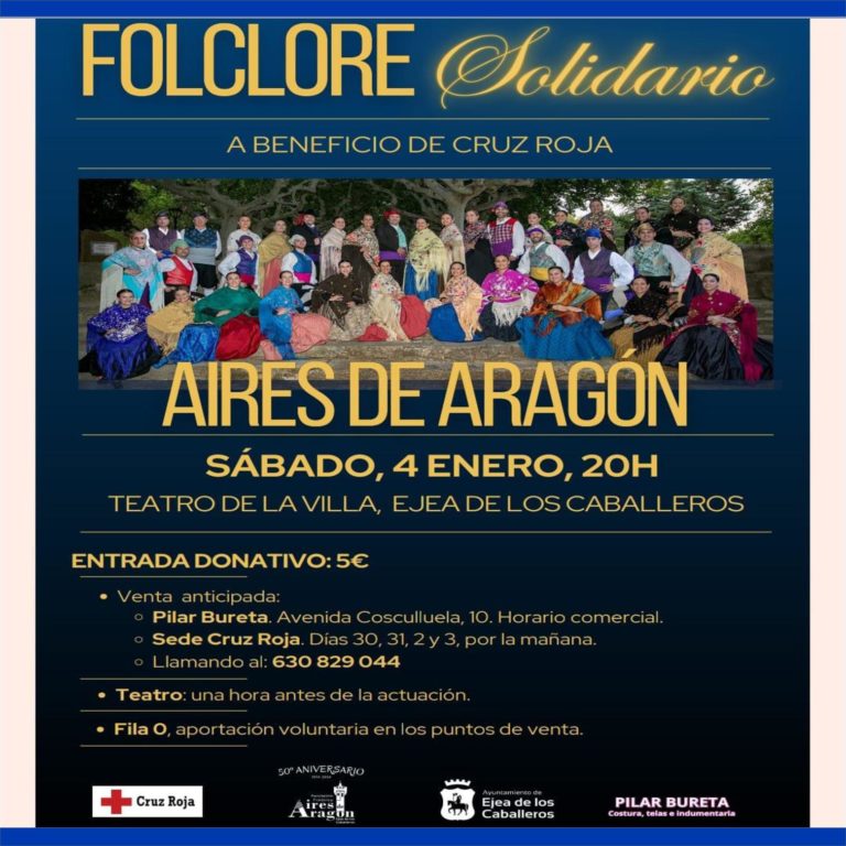 Lee más sobre el artículo Folklore solidario: a beneficio de Cruz Roja, El Grupo “Aires de Aragón” realiza una actuación que resume las iniciativas desarrolladas durante su 50 Aniversario