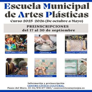 Lee más sobre el artículo Escuela Municipal de Artes Plásticas y Artesanías: apertura del plazo de preinscripciones para el curso 2025-2026, que esta edición dará comienzo en octubre