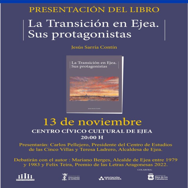 Lee más sobre el artículo “La Transición en Ejea. Sus protagonistas”: Presentación del libro de Jesús Sarría Contín