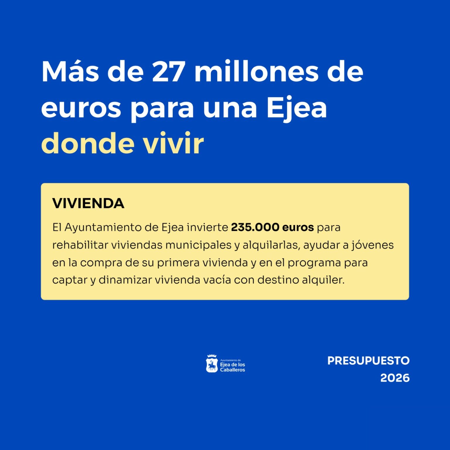 Ejea aprueba un presupuesto de más de 27 millones para el año 2026 ...