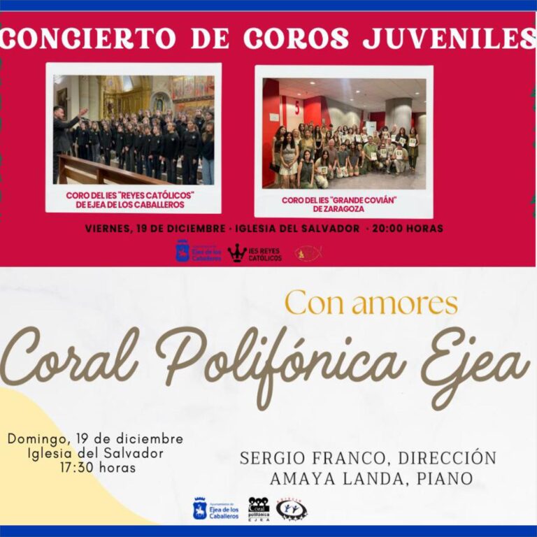 Lee más sobre el artículo La música coral protagonista de dos conciertos: El Coro Juvenil del IES Reyes Católicos con su homólogo del IES Grande Covián y la Coral Polifónica Ejea