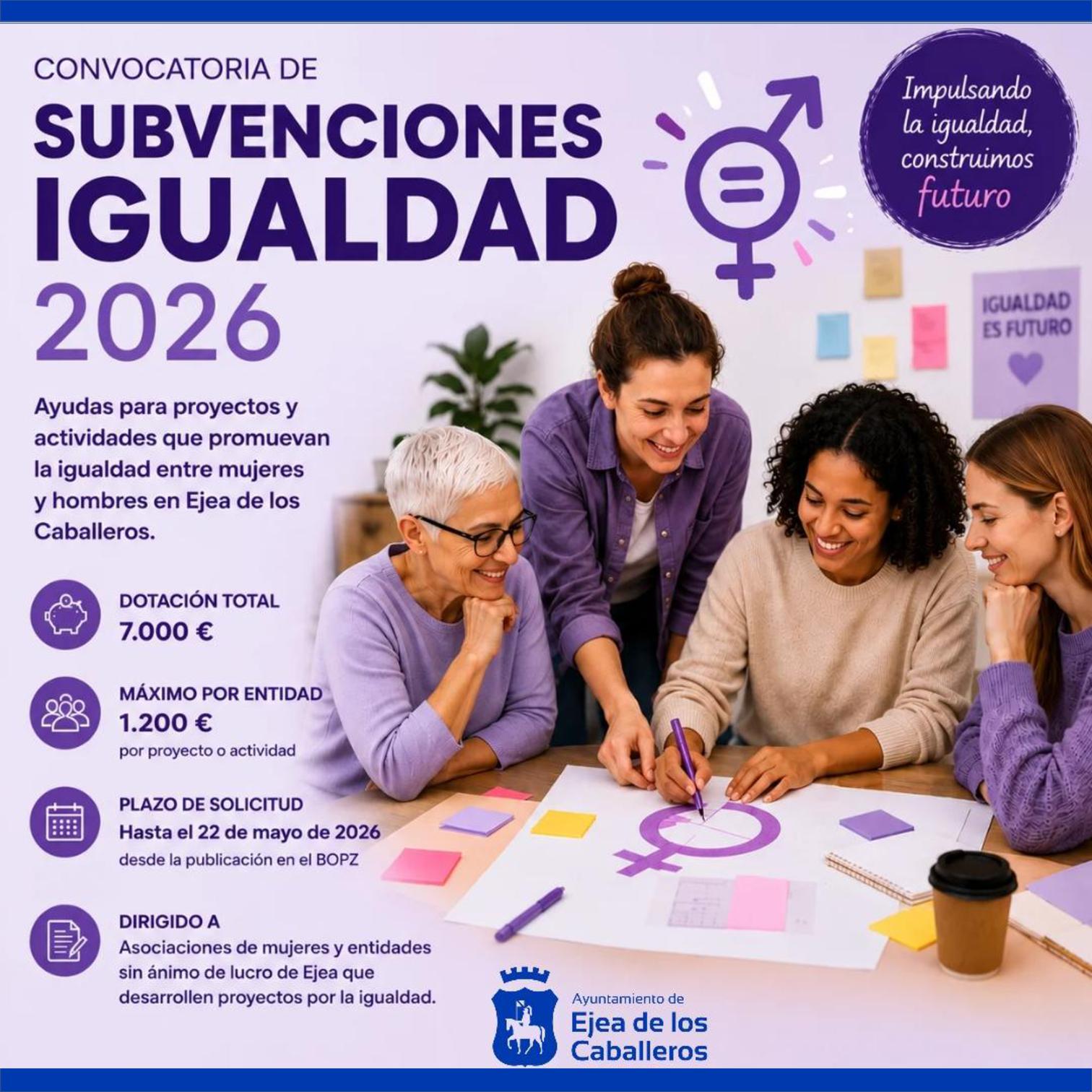 En este momento estás viendo Abierta la convocatoria de subvenciones municipales en materia de Igualdad de Género