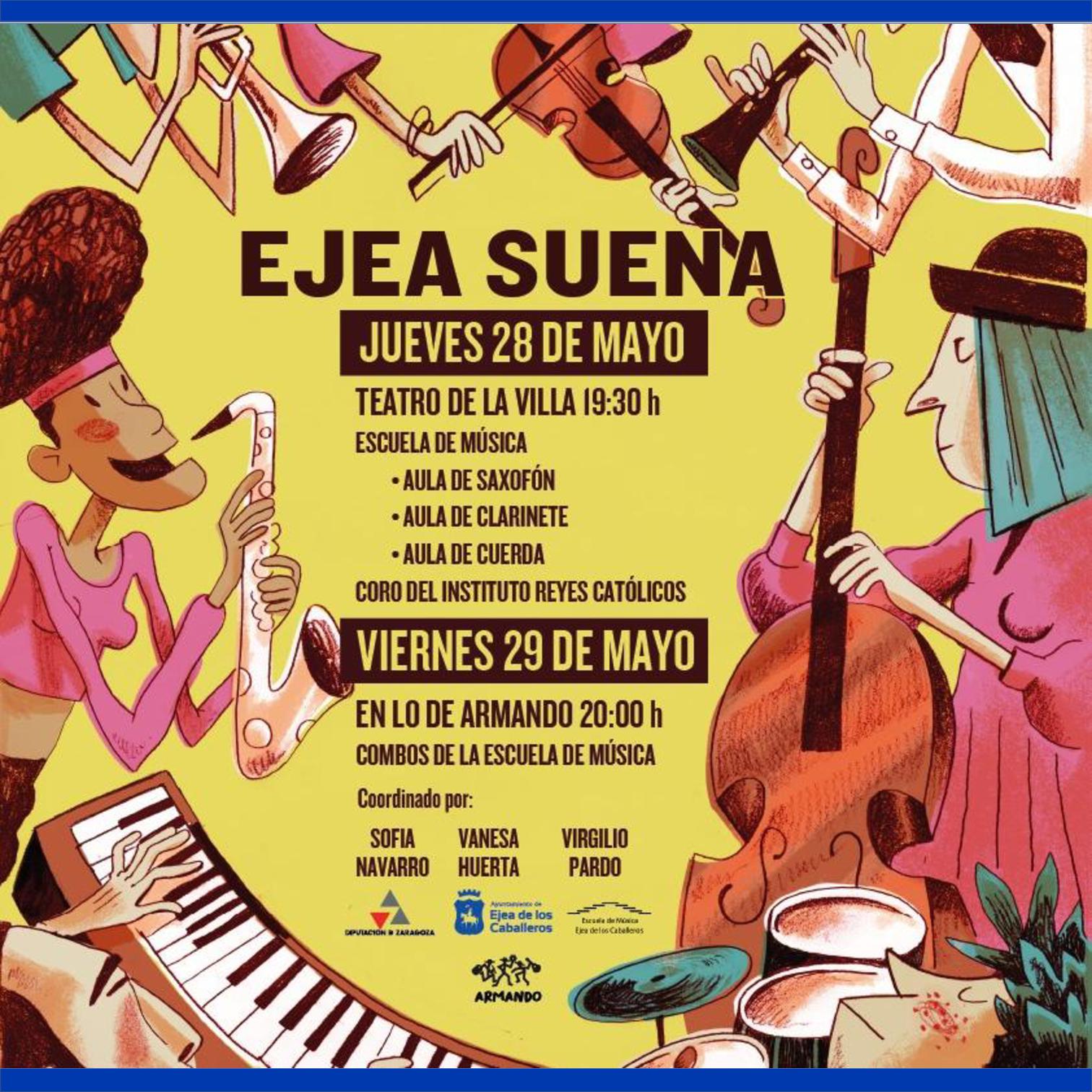 En este momento estás viendo “Ejea Suena”: Conciertos colaborativos de grupos instrumentales y combos promovidos desde las aulas de saxofón, clarinete y cuerda de la Escuela de Música