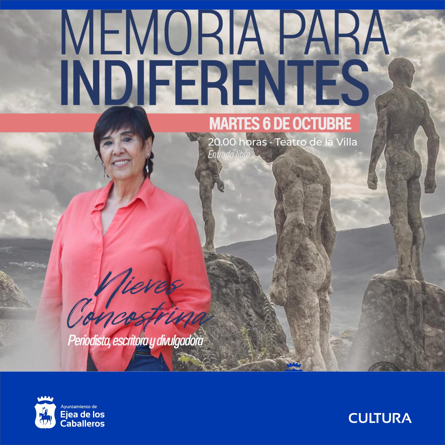 En este momento estás viendo Bajo el título “Memoria para indiferentes”, la periodista, escritora y divulgadora Nieves Concostrina dará una conferencia sobre Memoria Democrática