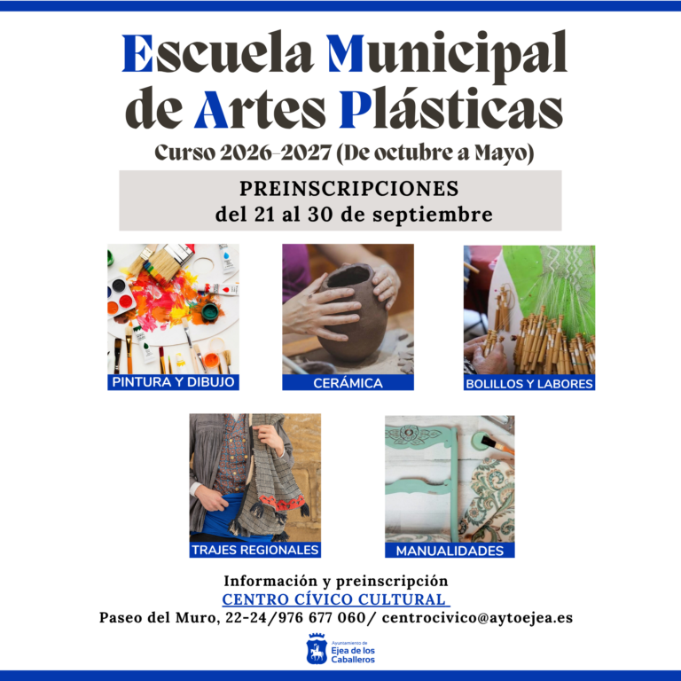Lee más sobre el artículo Escuela Municipal de Artes Plásticas y Artesanías: apertura del plazo de preinscripciones para el curso 2026-2027
